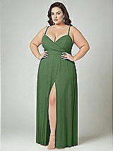 Alt View 2 Thumbnail - Vineyard Green Adjustable Strap Wrap Bodice Maxi Dress with Front Slit 