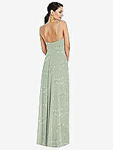 Rear View Thumbnail - Vintage Primrose Sage Adjustable Strap Wrap Bodice Maxi Dress with Front Slit 