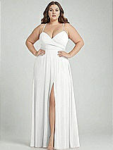 Alt View 1 Thumbnail - White Adjustable Strap Wrap Bodice Maxi Dress with Front Slit 