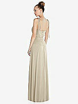 Rear View Thumbnail - Champagne Tie Shoulder A-Line Maxi Dress