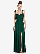 Front View Thumbnail - Hunter Green Tie Shoulder A-Line Maxi Dress