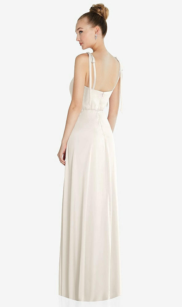 Back View - Ivory Tie Shoulder A-Line Maxi Dress