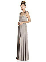 Side View Thumbnail - Taupe Tie Shoulder A-Line Maxi Dress