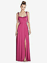 Front View Thumbnail - Tea Rose Tie Shoulder A-Line Maxi Dress