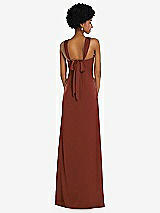 Alt View 3 Thumbnail - Auburn Moon Draped Satin Grecian Column Gown with Convertible Straps