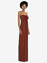 Alt View 5 Thumbnail - Auburn Moon Draped Satin Grecian Column Gown with Convertible Straps