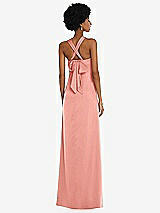 Alt View 2 Thumbnail - Rose - PANTONE Rose Quartz Draped Satin Grecian Column Gown with Convertible Straps