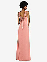 Alt View 3 Thumbnail - Rose - PANTONE Rose Quartz Draped Satin Grecian Column Gown with Convertible Straps