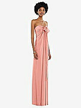 Alt View 5 Thumbnail - Rose - PANTONE Rose Quartz Draped Satin Grecian Column Gown with Convertible Straps