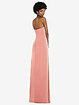 Alt View 6 Thumbnail - Rose - PANTONE Rose Quartz Draped Satin Grecian Column Gown with Convertible Straps