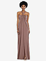 Alt View 4 Thumbnail - Sienna Draped Satin Grecian Column Gown with Convertible Straps