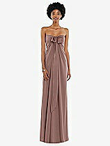 Front View Thumbnail - Sienna Draped Satin Grecian Column Gown with Convertible Straps