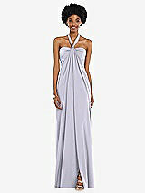 Alt View 4 Thumbnail - Silver Dove Draped Satin Grecian Column Gown with Convertible Straps