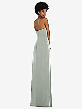 Alt View 6 Thumbnail - Willow Green Draped Satin Grecian Column Gown with Convertible Straps