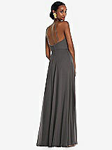 Rear View Thumbnail - Caviar Gray Diamond Halter Maxi Dress with Adjustable Straps