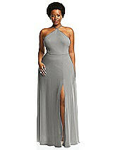 Alt View 1 Thumbnail - Chelsea Gray Diamond Halter Maxi Dress with Adjustable Straps