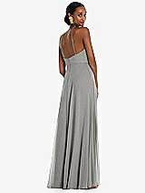 Rear View Thumbnail - Chelsea Gray Diamond Halter Maxi Dress with Adjustable Straps