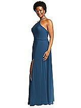 Alt View 2 Thumbnail - Dusk Blue Diamond Halter Maxi Dress with Adjustable Straps