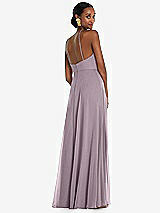 Rear View Thumbnail - Lilac Dusk Diamond Halter Maxi Dress with Adjustable Straps