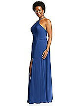 Alt View 2 Thumbnail - Classic Blue Diamond Halter Maxi Dress with Adjustable Straps