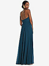 Rear View Thumbnail - Atlantic Blue Diamond Halter Maxi Dress with Adjustable Straps