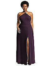 Alt View 1 Thumbnail - Aubergine Diamond Halter Maxi Dress with Adjustable Straps