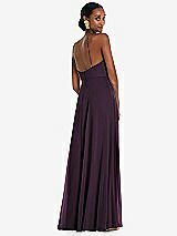 Rear View Thumbnail - Aubergine Diamond Halter Maxi Dress with Adjustable Straps