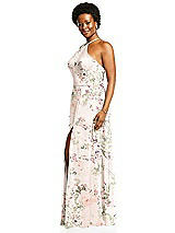 Alt View 2 Thumbnail - Blush Garden Diamond Halter Maxi Dress with Adjustable Straps