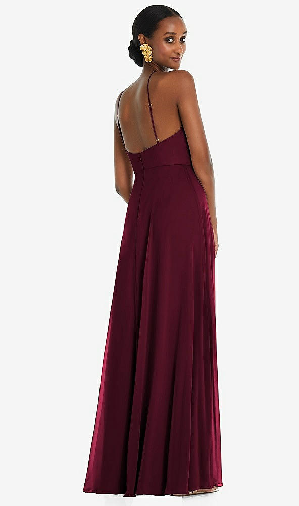 Back View - Cabernet Diamond Halter Maxi Dress with Adjustable Straps