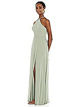 Side View Thumbnail - Celadon Diamond Halter Maxi Dress with Adjustable Straps