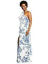 Alt View 2 Thumbnail - Cottage Rose Dusk Blue Diamond Halter Maxi Dress with Adjustable Straps