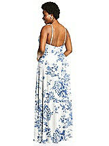 Alt View 3 Thumbnail - Cottage Rose Dusk Blue Diamond Halter Maxi Dress with Adjustable Straps