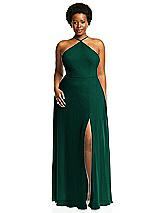 Alt View 1 Thumbnail - Hunter Green Diamond Halter Maxi Dress with Adjustable Straps