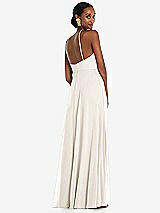 Rear View Thumbnail - Ivory Diamond Halter Maxi Dress with Adjustable Straps