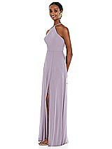 Side View Thumbnail - Lilac Haze Diamond Halter Maxi Dress with Adjustable Straps