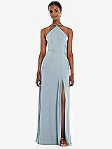 Front View Thumbnail - Mist Diamond Halter Maxi Dress with Adjustable Straps