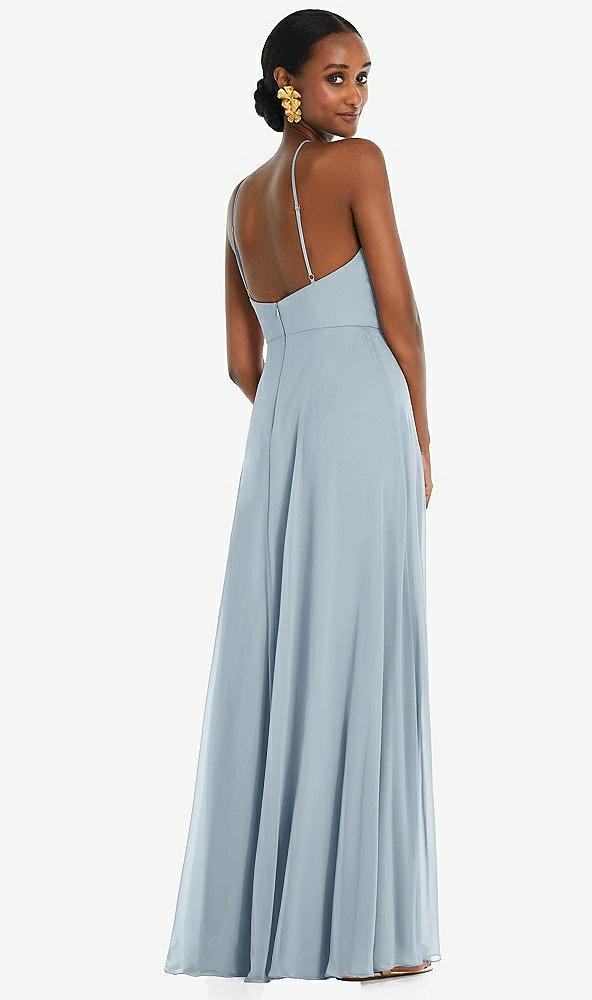 Back View - Mist Diamond Halter Maxi Dress with Adjustable Straps