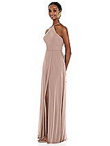 Side View Thumbnail - Neu Nude Diamond Halter Maxi Dress with Adjustable Straps