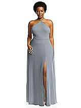 Alt View 1 Thumbnail - Platinum Diamond Halter Maxi Dress with Adjustable Straps