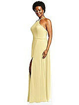 Alt View 2 Thumbnail - Pale Yellow Diamond Halter Maxi Dress with Adjustable Straps