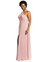 Alt View 2 Thumbnail - Rose - PANTONE Rose Quartz Diamond Halter Maxi Dress with Adjustable Straps