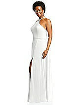 Alt View 2 Thumbnail - White Diamond Halter Maxi Dress with Adjustable Straps