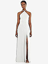 Front View Thumbnail - White Diamond Halter Maxi Dress with Adjustable Straps