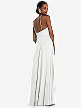 Rear View Thumbnail - White Diamond Halter Maxi Dress with Adjustable Straps