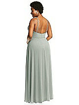 Alt View 3 Thumbnail - Willow Green Diamond Halter Maxi Dress with Adjustable Straps