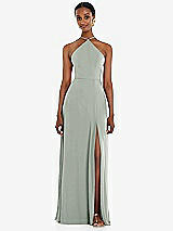 Front View Thumbnail - Willow Green Diamond Halter Maxi Dress with Adjustable Straps