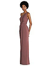 Side View Thumbnail - English Rose One-Shoulder Twist Draped Maxi Dress