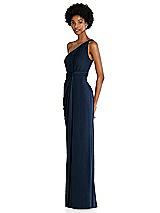 Side View Thumbnail - Midnight Navy One-Shoulder Twist Draped Maxi Dress