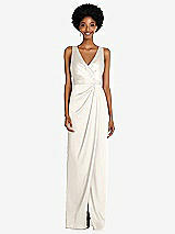 Alt View 1 Thumbnail - Ivory Faux Wrap Whisper Satin Maxi Dress with Draped Tulip Skirt