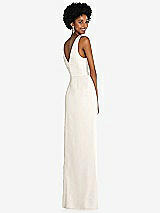 Alt View 3 Thumbnail - Ivory Faux Wrap Whisper Satin Maxi Dress with Draped Tulip Skirt